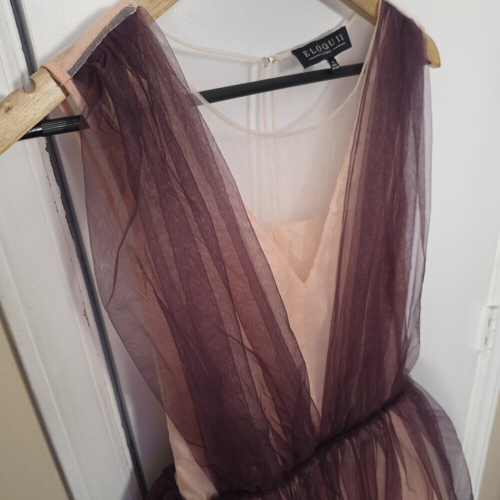 Eloquii Cocktail Pink Mauve Tulle Party Dress V Neck Sz 14 Fairy Wedding Guest - Picture 6 of 9